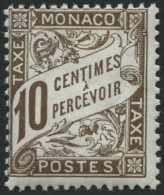 PORTOMARKEN P 7 , 1909, 10 C. Dunkelbraun, Falzreste, Pracht, Mi. 320.- - Segnatasse