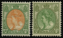 NIEDERLANDE 97/8A , 1920, Königin Wilhelmina, Gezähnt K 121/2, Falzrest, 2 Prachtwerte - Andere & Zonder Classificatie