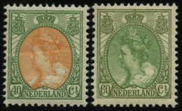NIEDERLANDE 97/8A , 1920, Königin Wilhelmina, Gezähnt K 121/2, Falzrest, 2 Prachtwerte - Altri & Non Classificati
