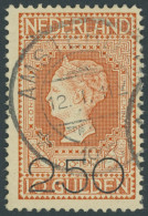 NIEDERLANDE 99 O, 1920, 2.50 G. Auf 10 G. Dunkelorange, Pracht, Mi. 100.- - Autres & Non Classés