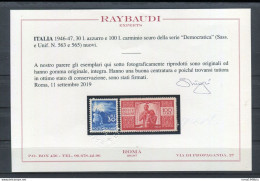 REPUBBLICA 1946 DEMOCRATICA SERIE CPL. 23 V.  BEN CENTRATA** MNH LUSSO C.RAYBAUDI - 1946-60: Mint/hinged