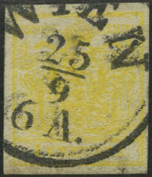 ÖSTERREICH 1Y O, 1854, 1 Kr. Schwefelgelb, Maschinenpapier, Type III, K1 WIEN, Abgenutzter Druck, Pracht, Gepr. Dr. Ferc - Gebruikt