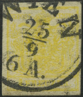 ÖSTERREICH 1Y O, 1854, 1 Kr. Schwefelgelb, Maschinenpapier, Type III, K1 WIEN, Abgenutzter Druck, Pracht, Gepr. Dr. Ferc - Usati