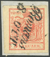 ÖSTERREICH BIS 1867 3X BrfStk, 1850, 3 Kr. Rot, Handpapier, L2 ROMANS, Kabinettbriefstück - Sonstige & Ohne Zuordnung