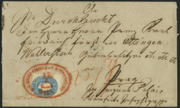 ÖSTERREICH 21/2 BRIEF, 1860, 15 Kr. Blau Und Rückseitiges Reco-Porto 1o Kr. Braun Auf Brief Mit Roten Oval-K1 K.K. BRIEF - Usati