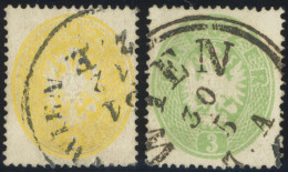 ÖSTERREICH BIS 1867 24 O, 1863, 2 Kr. Gelb Und 3 Kr. Grün, 2 Kabinettwerte, Mi. 240.- - Sonstige & Ohne Zuordnung