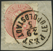 ÖSTERREICH 32 BrfStk, 1863, 5 Kr. Rosa, Ungarischer K1 PEST LEOPOLDSTADT, Prachtbriefstück - Usados