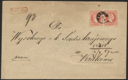 ÖSTERREICH 37I Paar,38I BRIEF, 1872, 5 Kr. Karmin Im Paar Und 10 Kr. Blau (rückseitig), Grober Druck, Mit Fingerhutstemp - Gebruikt