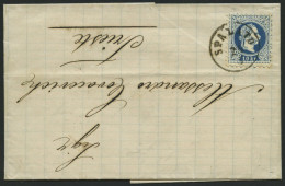 ÖSTERREICH 38I BRIEF, 1876, 10 Kr. Blau, Grober Druck, Auf Brief Von SPALATO Nach Trieste, Pracht - Gebruikt