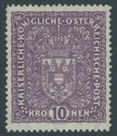 ÖSTERREICH 1867-1918 211IA , 1919, 10 Kr. Schwärzlichbraunviolett, Type I, Falzrest, Pracht, Mi. 75.- - Autres & Non Classés