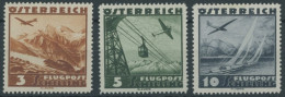 ÖSTERREICH 1918-1938 610-12 , 1935, 3 - 10 S. Flugzeug über Landschaften, 3 Prachtwerte - Sonstige & Ohne Zuordnung