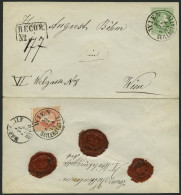 GANZSACHEN U 54,37I BRIEF, 1868, 3 Kr. Grün, Wz. 3, Orts-Umschlag Mit Rückseitigem Reco-Porto 5 Kr. Rot, Grober Druck, K - Andere & Zonder Classificatie