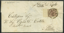 LOMBARDEI UND VENETIEN 4Xb BRIEF, 1950, 30 C. Violettbraun, Handpapier, Type IIIa, Oberes Randstück 11 Mm, Linzer Type,  - Lombardo-Vénétie