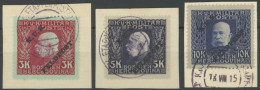 AT-HUNG. FELDPOST ALLG. AUSG. 19-21 BrfStk, 1915, 3 - 10 Kr. Kaiser Franz Joseph I, Mit Aufdruck, 3 Prachtbriefstücke, M - Autres & Non Classés