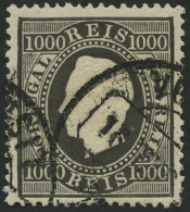PORTUGAL 61C O, 1884, 1000 R. Schwarz, Gezähnt 131/2, Pracht, Mi. 140.- - Used Stamps
