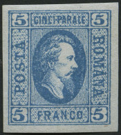 RUMÄNIEN 12y , 1865, 5 Par. Blau, Senkrecht Gestreiftes Papier, Falzrest, Pracht, Mi. 120.- - Andere & Zonder Classificatie