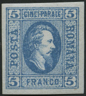 RUMÄNIEN 12y , 1865, 5 Par. Blau, Senkrecht Gestreiftes Papier, Falzrest, Pracht, Mi. 120.- - Altri & Non Classificati