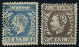 RUMÄNIEN 33/4 O, 1872, 10 Und 25 B. Fürst Karl I Mit Vollbart, 2 Prachtwerte, Mi. 115.- - Autres & Non Classés