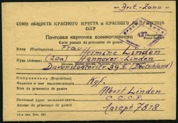 RUSSLAND 1949, Briefkarten-Vordruck Vom Sowjetischen Roten Kreuz Aus Dem Lager Nr. 7818 Nach Deutschland In Die Britisch - Oblitérés