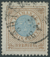 SCHWEDEN 26B O, 1877, 1 Rd. Braun/blau, Gezähnt 13, Normale Zähnung, Pracht, Mi. 500.- - Other & Unclassified