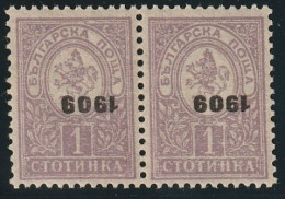 ERROR/Small Lion/PAIR/MNH/ Inverted Overprint/Mi:71/Bulgaria 1909/Exp.Karaivanov - Varietà & Curiosità