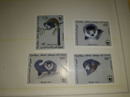 Isole Comore-serie 4 Valori MNH -WWF-1987 P.A. Animali In Pericolo Monzon Lemur - Comores (1975-...)