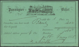 BASEL 1855, Passagier-Billet In Grün Mit Postomnibus-Abbildung, Nach Basel, Pracht - 1843-1852 Federale & Kantonnale Postzegels