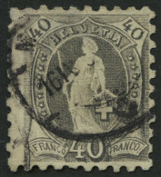 SCHWEIZ BUNDESPOST 61B O, 1882, 40 C. Grau, Gezähnt K 9 3/4:91/4, Dünne Stelle, Feinst, Mi. 750.- - Autres & Non Classés