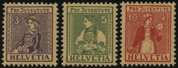 SCHWEIZ BUNDESPOST 133-35 , 1917, Pro Juventute, Prachtsatz, Mi. 100.- - Oblitérés