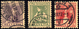 SCHWEIZ BUNDESPOST 133-35 O, 1917, Pro Juventute, Prachtsatz, Mi. 110.- - Usati