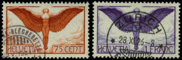 SCHWEIZ BUNDESPOST 190/1x O, 1924, 75 C. Und 1 Fr. Flugpost, Gewöhnliches Papier, 2 Prachtwerte, Mi. 145.- - Usati