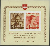 SCHWEIZ BUNDESPOST Bl. 6 , 1941, Block Kriegs-Winterhilfe, Pracht, Mi. 140.- - Blocks & Kleinbögen