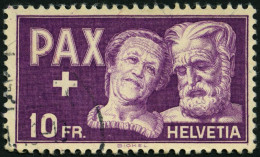 SCHWEIZ BUNDESPOST 459 O, 1945, 10 Fr. PAX, Pracht, Mi. 150.- - Used Stamps