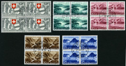 SCHWEIZ BUNDESPOST 570-74 VB O, 1952, Pro Patria In Viererblocks Mit Zentrischen Ersttagsstempeln, Prachtsatz - Usados