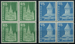 SCHWEIZ BUNDESPOST 700,707yI VB , 1960, 25 Und 75 C. Postgeschichtliche Motive Und Baudenkmäler, Phosphoreszenz Rückseit - Ungebraucht