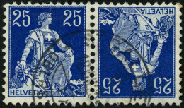 ZUSAMMENDRUCKE K 3 O, 1909, Helvetia Kehrdruck 25 + 25, Pracht, Mi. 160.- - Zusammendrucke