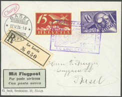 LUFTPOST RF 26.7 BRIEF, 17.5.1926, Einschreibbrief Von LE LOCLE Nach Basel, Frankiert Mit Mi.Nr. 182, Pracht - Erst- U. Sonderflugbriefe