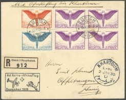 LUFTPOST SF 29.12d BRIEF, 15.12.1929, 2. SCHWEIZER AFRIKAFLUG, Zürich-Khartoum, Einschreibbrief Mit Guter Frankatur (Mi. - Primeros Vuelos