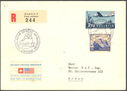 LUFTPOST SF 47.5 BRIEF, 2.5.1947, GENF-WASHINGTON, Einschreibbrief In Die Schweiz, Pracht - First Flight Covers