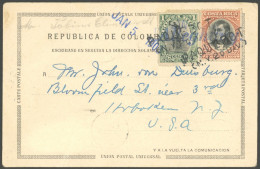 COSTA-RICA 39-40 BRIEF, 1903, 1 C. Schwarz/grün Und 2 C. Schwarz/orange Auf Ansichtskarte Von Cartagena Mit Blauem Schif - Costa Rica