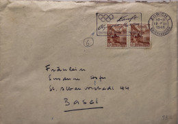 1948 COVER WITH OLIMPIC GAMES CANCELLATION FROM BRIEFVERSAND ZURICH TO BASEL SWITZERLAND - Invierno 1948: St-Moritz