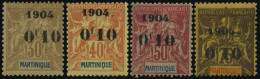 MARTINIQUE 50-53 , 1904, 0f10 Auf 30 C. - 0f10 Auf 75 C., Falzreste, 4 Werte Meist Pracht, Mi. 100.- - Otros & Sin Clasificación