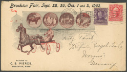 USA 139/40 BRIEF, 1903, Dekorativer Werbeumschlag Von BROCKTON FAIR Nach Worms, Leichte Öffnungsmängel, Feinst - Other & Unclassified