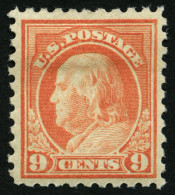 USA 231K , Scott 471, 1916, 9 C. Franklin, Ohne Wz., Gezähnt L 10, Falzrest, Pracht, $ 55 - Unused Stamps