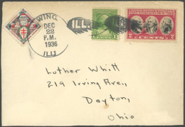 USA 1936, K1 WING. ILL. 22.12., Motivstempel Auf Brief Mit Weihnachts-Vignette, Pracht - Andere & Zonder Classificatie