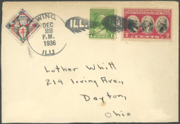 USA 1936, K1 WING. ILL. 22.12., Motivstempel Auf Brief Mit Weihnachts-Vignette, Pracht - Autres & Non Classés