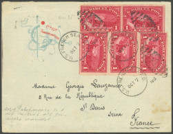 USA 1 BRIEF, 1913, 1 C. Rot (5x) Auf Seepostbrief Als Freimarke Verwendet, Mit K1 U.S. FRENCH SEA P.O. 7. OCT. Und Kille - Sonstige & Ohne Zuordnung