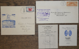 US-FLUGPOST 1936/8, Gebrüder Wright - Erstflug-Jubiläum 17.12.1903, 2 Wright Memorriam Flugbriefe, Dazu 2 Private Wright - Sonstige & Ohne Zuordnung