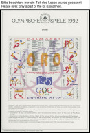 SPORT ,Brief , Olympische Spiele 1992 Auf Spezial Falzlosseiten Der Deutschen Sporthilfe Mit Blocks, Streifen, Markenhef - Andere & Zonder Classificatie