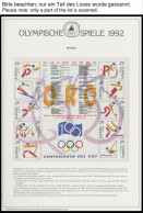 SPORT ,Brief , Olympische Spiele 1992 Auf Spezial Falzlosseiten Der Deutschen Sporthilfe Mit Blocks, Streifen, Markenhef - Sonstige & Ohne Zuordnung